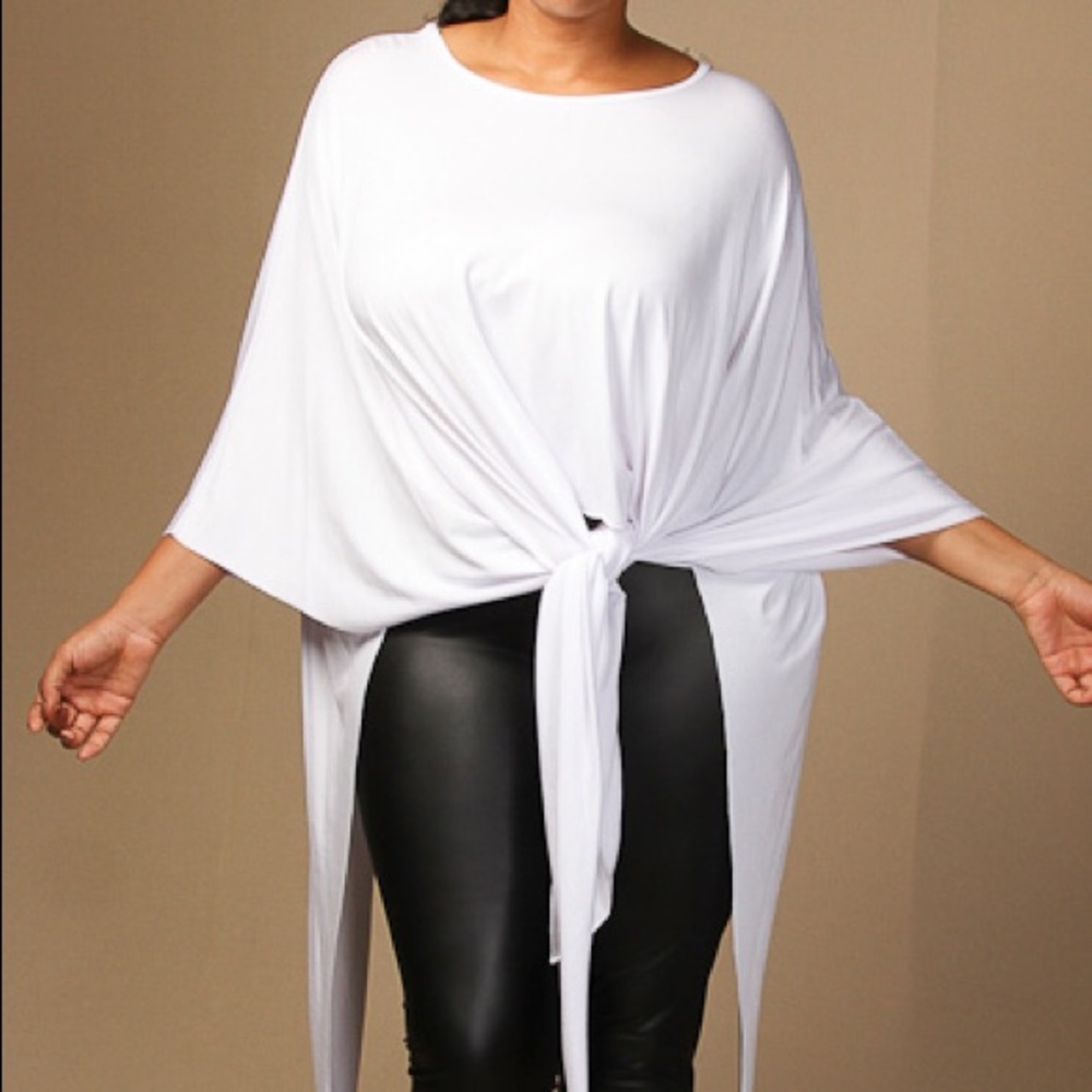 White Solid Asymmetrical Top - Picture 2 of 3